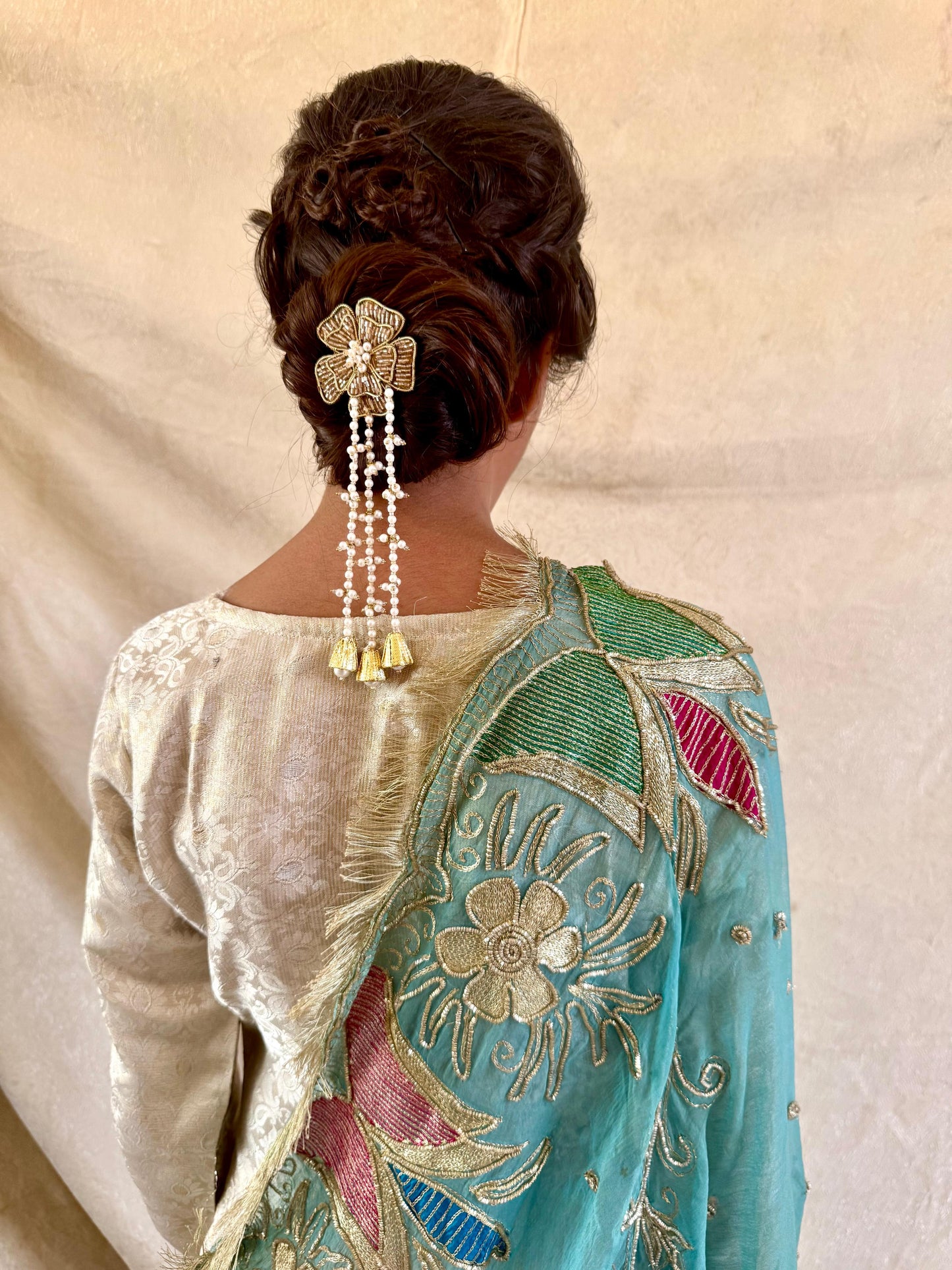 Floral Pearl Tassel Hairpin