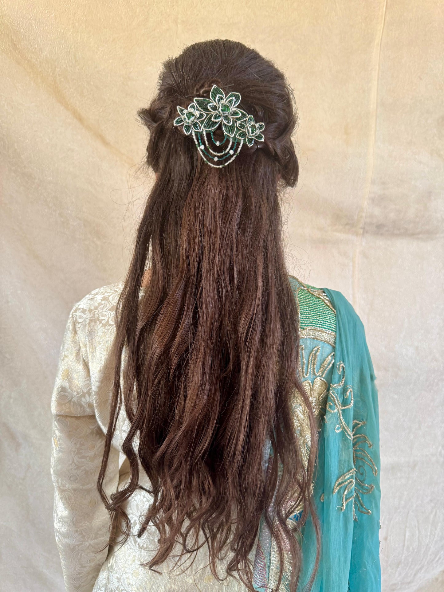 Emerald Floral Hairpin