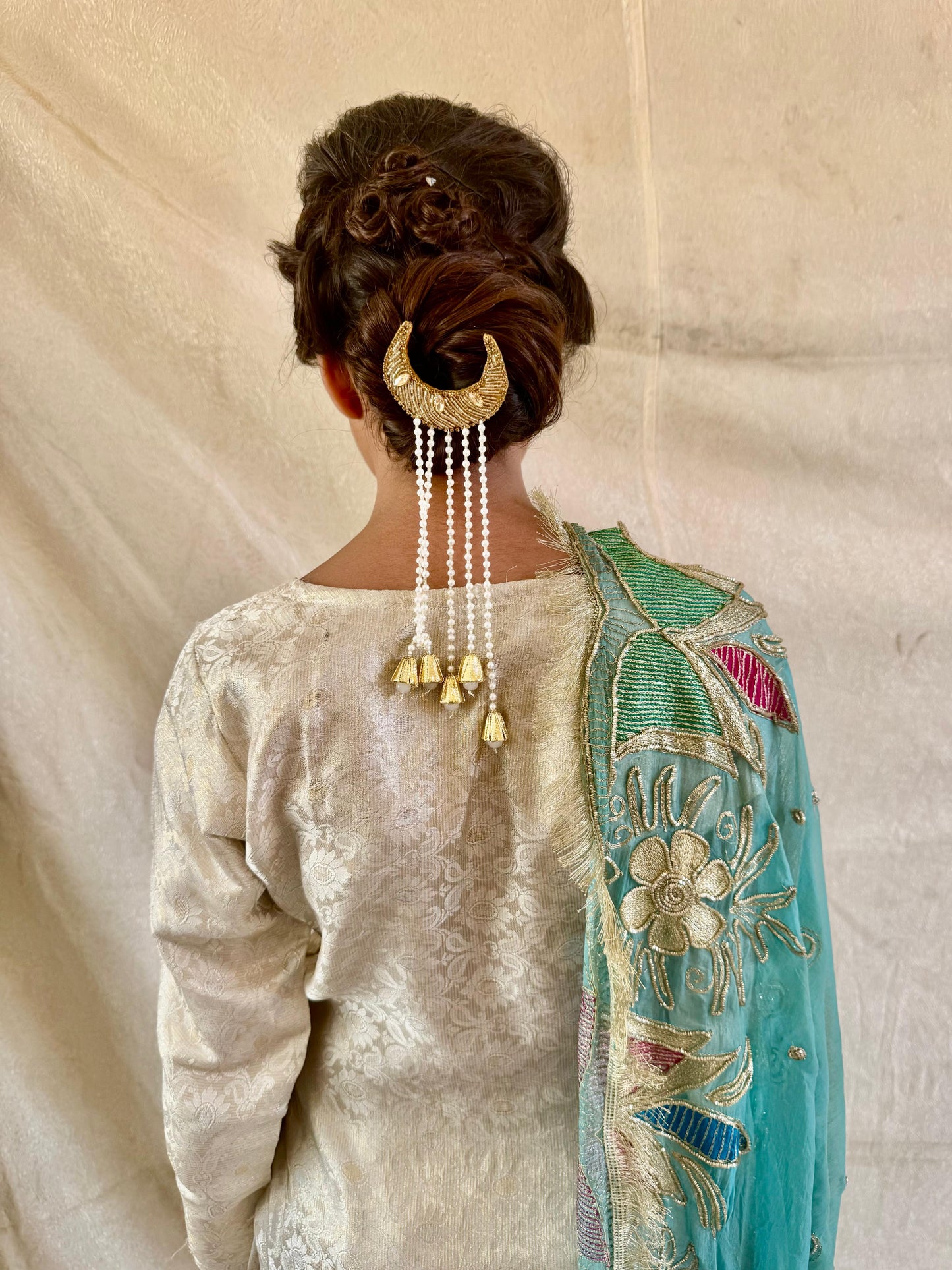 Crescent Moon Pearl Hairpin