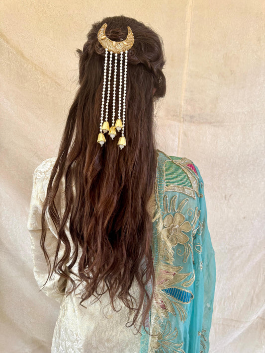 Crescent Moon Pearl Hairpin