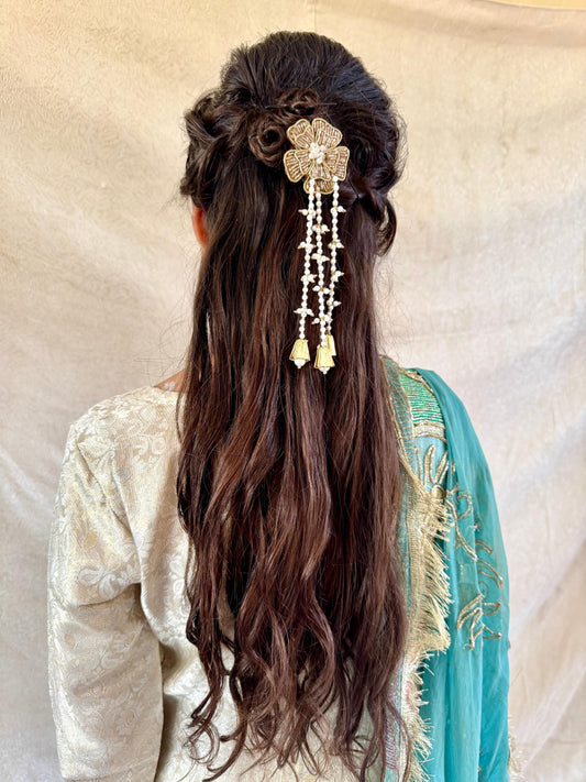 Floral Pearl Tassel Hairpin