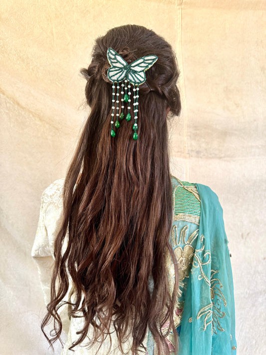 Emerald Butterfly Hairpin